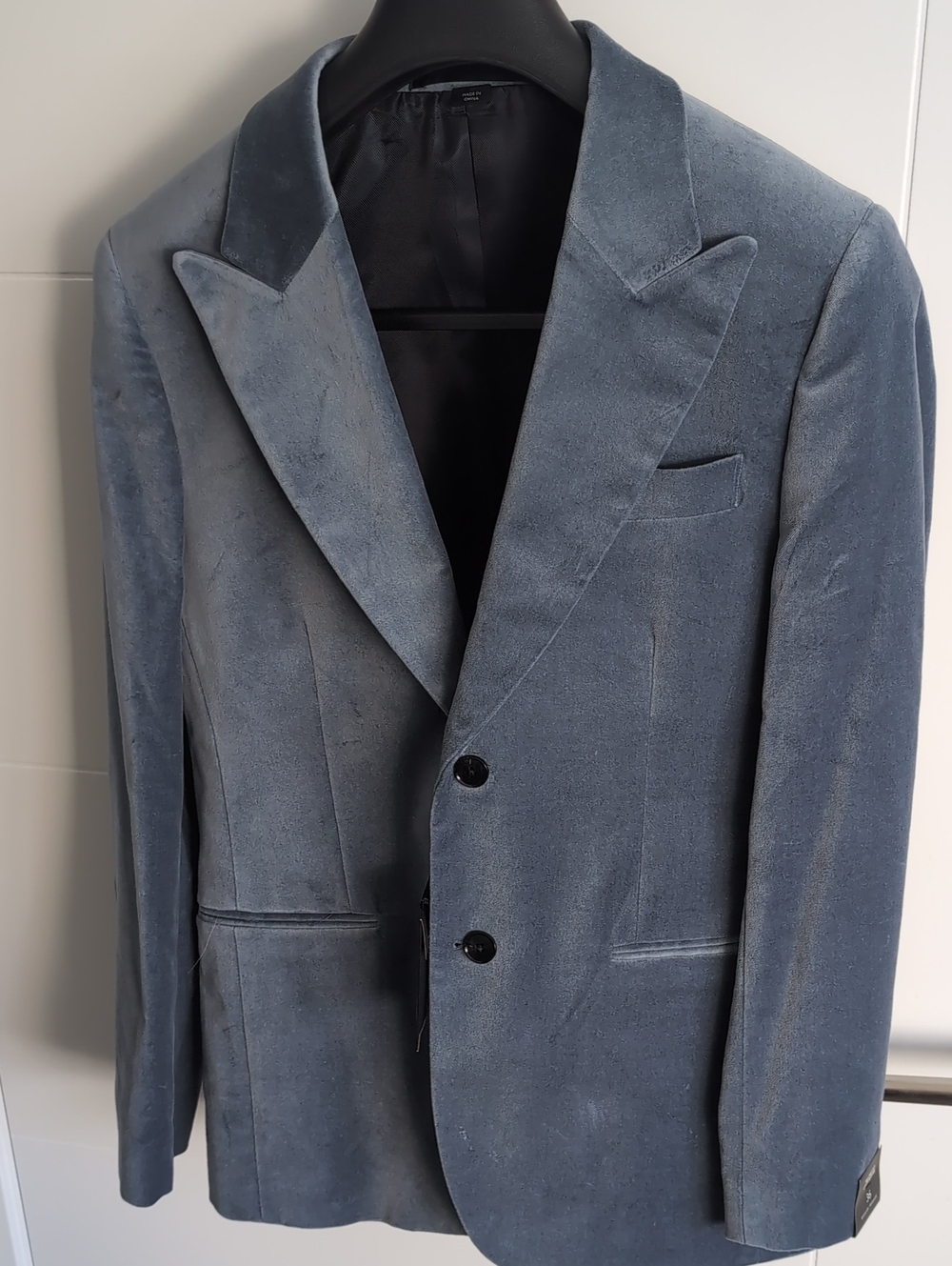 NWT RW&CO Men’s Blue Grey Velvet Blazer Size 36
